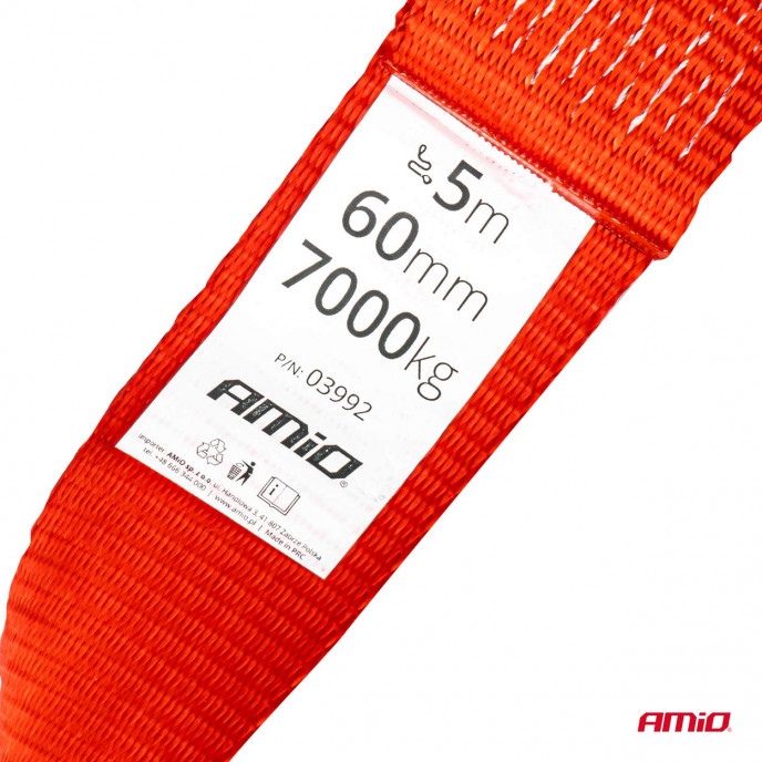 Trekriem 7000kg 60mm 5m haak+lug AMIO-03992