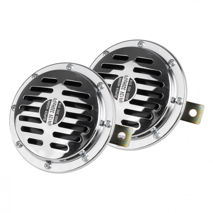 Claxon geluidssignaal chroom 125 mm 12V AMIO-04074
