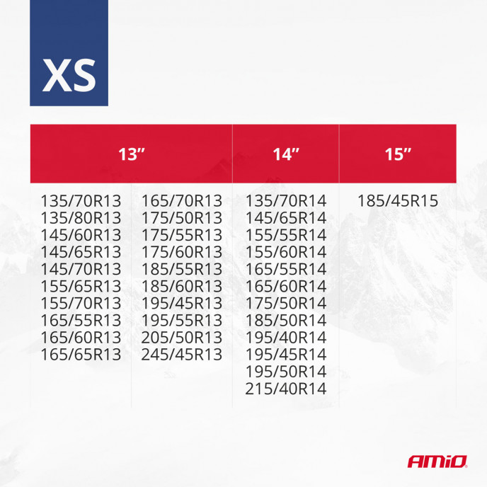 Textiel sneeuwkettingen XS EN16662-1 Önorm V5121 2 stuks AMIO-04079