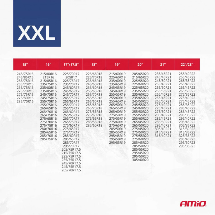 Textiel sneeuwkettingen XXL EN16662-1 Önorm V5121 2 stuks AMIO-04084