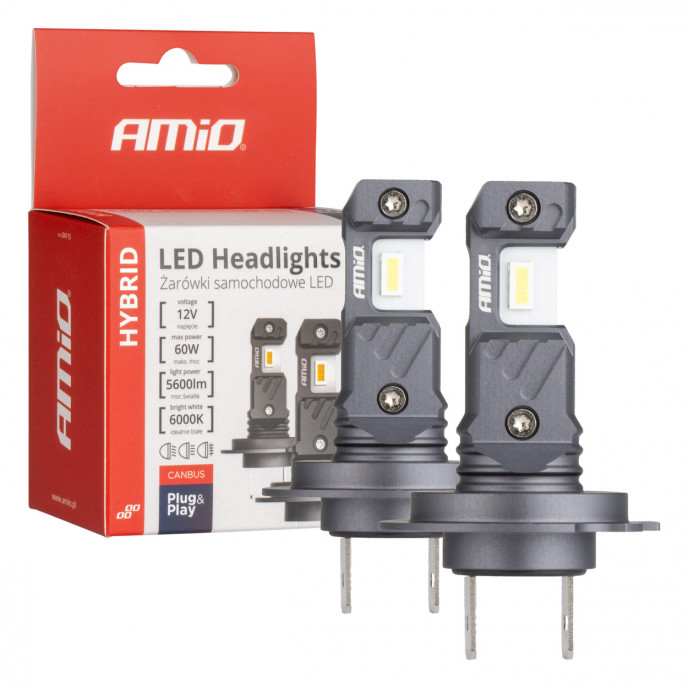 LED Koplampen Hybride serie H7 H18 6000K Canbus 60W AMIO-04115