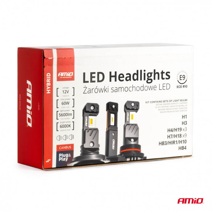 LED Koplampen Hybride serie H1 H3 H4 H7 HB3 HB4 6000K Canbus 16 sets AMIO-04120