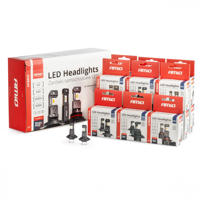 LED Koplampen Hybride serie H1 H3 H4 H7 HB3 HB4 6000K Canbus 16 sets AMIO-04120