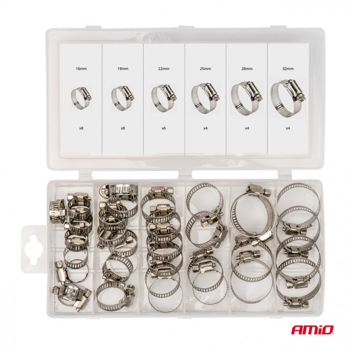 RVS schroefklemmen set 34-delig AMIO-04125