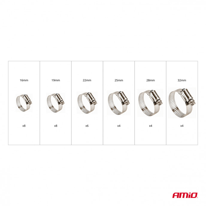 RVS schroefklemmen set 34-delig AMIO-04125