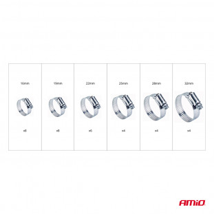 Stalen schroefklemmen set 34-delig AMIO-04126