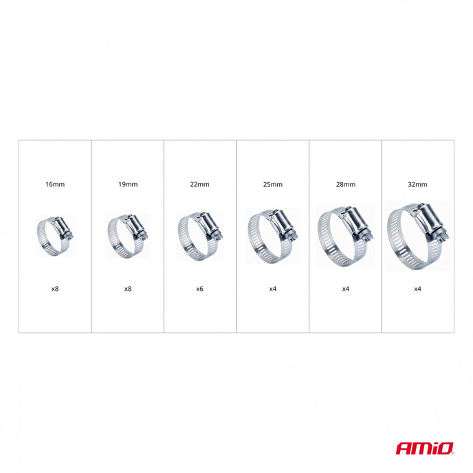 Stalen schroefklemmen set 34-delig AMIO-04126