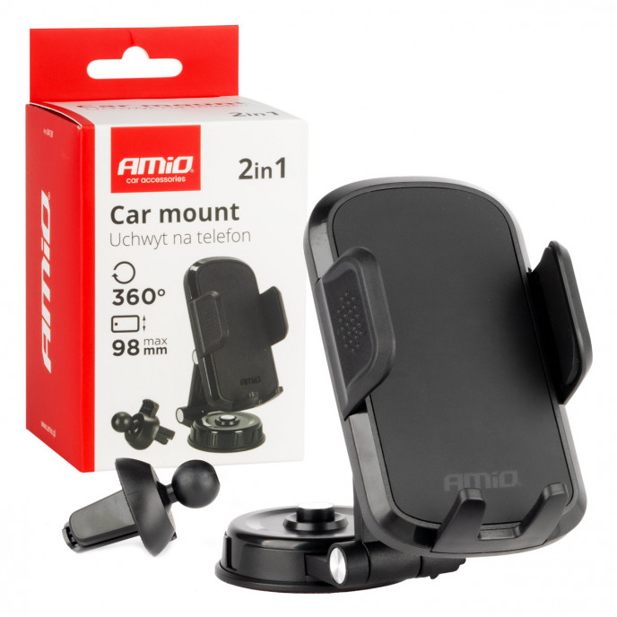 Draaibare dashboard ventilatierooster telefoonhouder 360° 2in1 AMIO-04138
