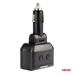 Dubbel Verlengstopcontact 2xUSB 1xUSB C 12/24V max 200W AMIO-04173