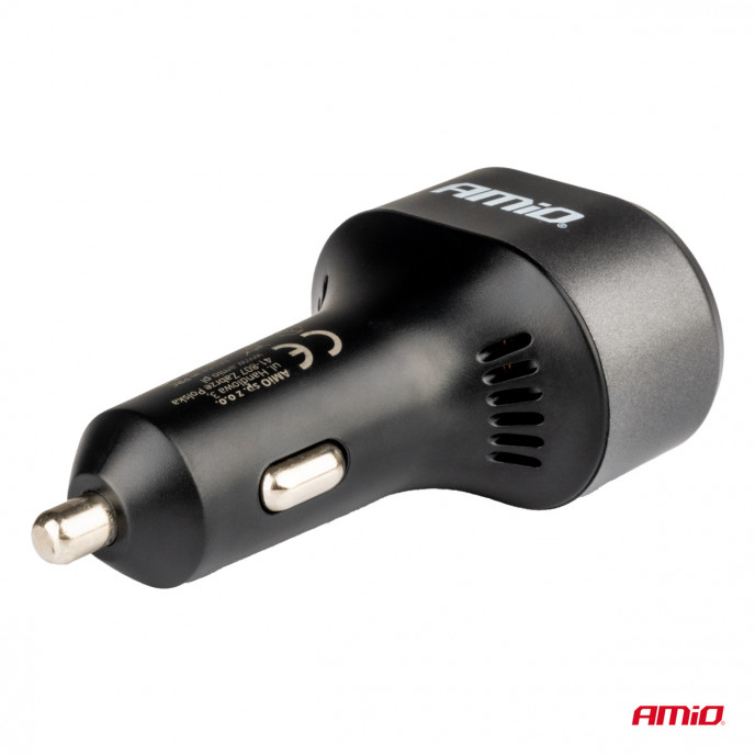 Snelle autolader met voltage LED-display 3.0 PD30W AMIO-04178