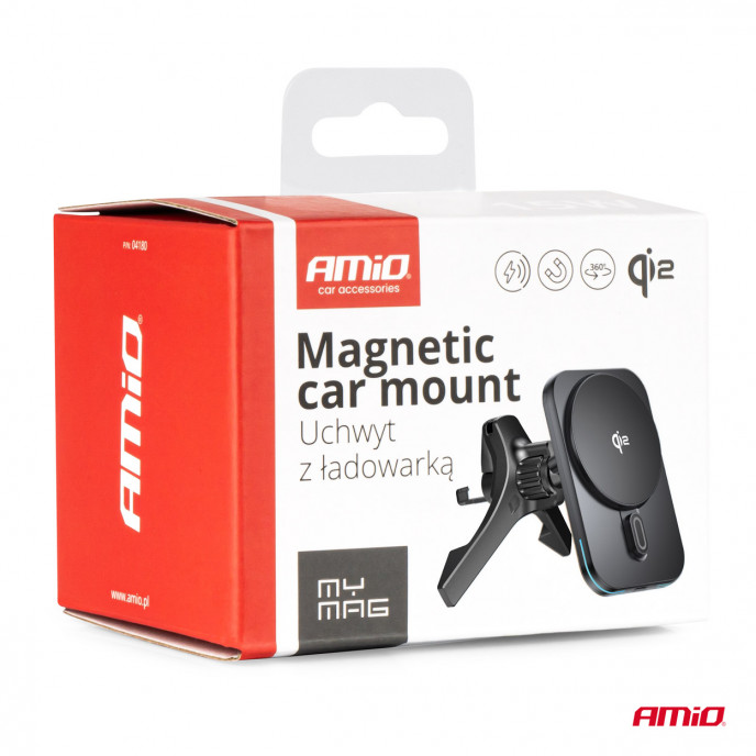 Snelle magnetische draadloze ventilatieopening dashboard autolader Qi2 15W AMIO-04180