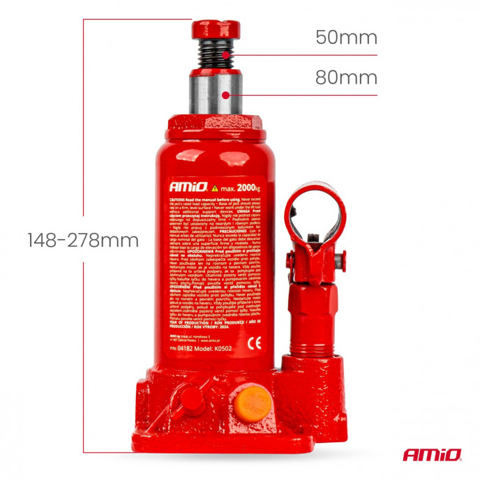 Fles hydraulische krik 2T PVC doos AMIO-04182