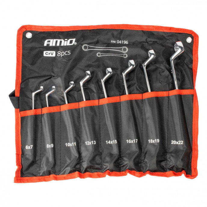 Gebogen ringsleutelset 6-22 mm 8-delig AMIO-04196