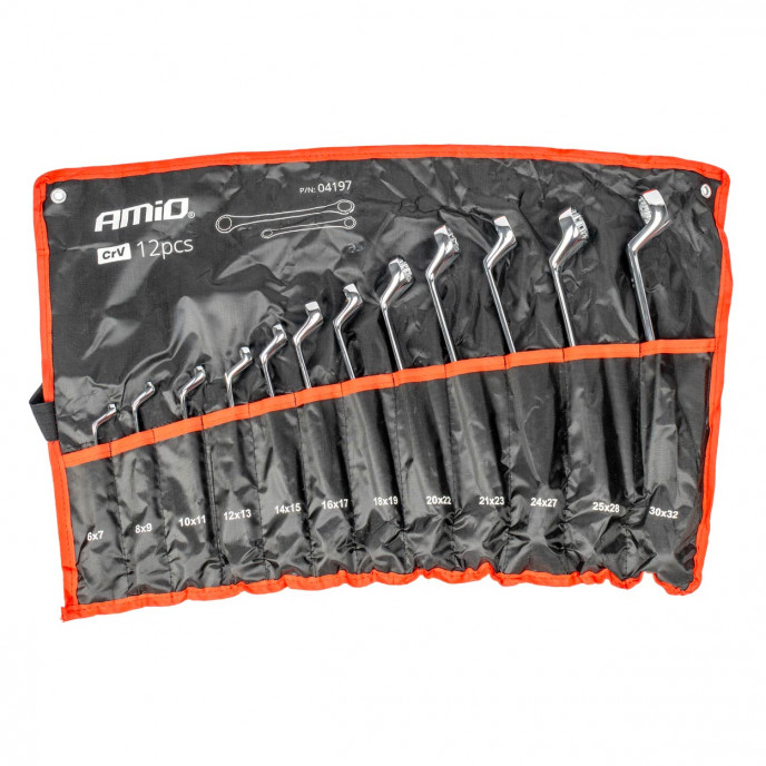 Gebogen ringsleutelset 6-32 mm 12-delig AMIO-04197