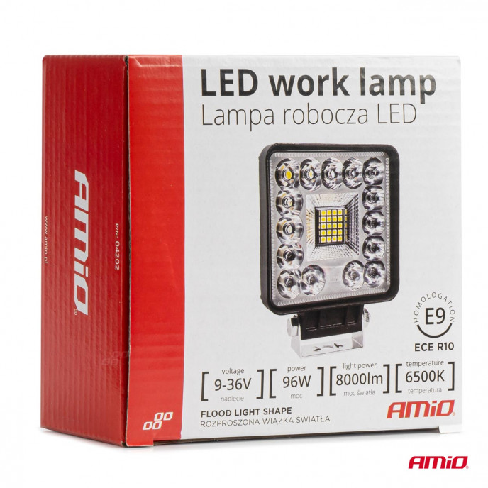 Werklamp AWL61 96W 6500K 8000lm 9-36V AMIO-04202