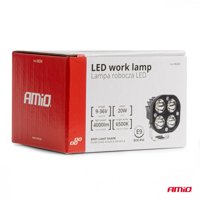 Werklamp AWL63 20W 6500K 4000lm 9-36V AMIO-04204