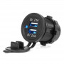 Waterdichte telefoonoplader met BLAUWE LED-indicator 4.2A 2xUSB 12/24V AMIO-04217