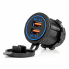 Waterdichte telefoonoplader met BLAUWE LED-achtergrondverlichting 2xUSB QC3.0 12/24V AMIO-04218