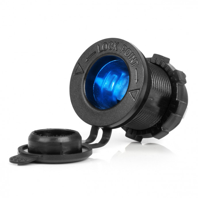Waterdichte auto sigarettenaansteker aansluiting met BLAUWE LED-achtergrondverlichting 12/24V