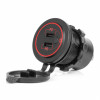 Dual USB C auto lader12/24V 3.0A max rood verlicht met aan-uit schakelaar
