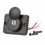 Vierkante waterdichte lader met rode LED-achtergrondverlichting, 2xUSB, 12/24V (64x48mm)