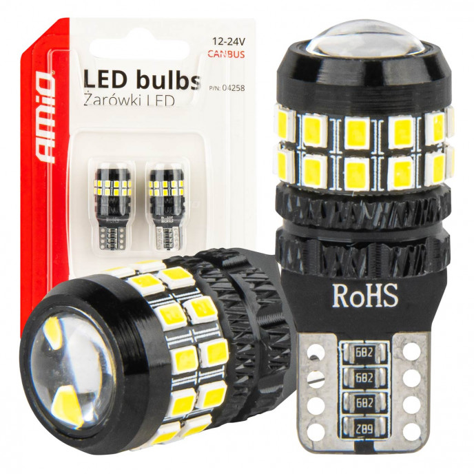 LED CANBUS-lampen T10 W5W 27SMD 2016 Wit 12V/24V AMIO-04258