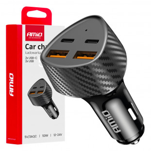 Autolader 50W 2xUSB-A + 2xUSB-C AMIO-04284