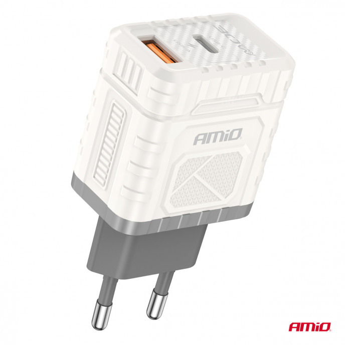 Wandlader Quick Charge GaN 30W USB-A + USB-C AMIO-04286