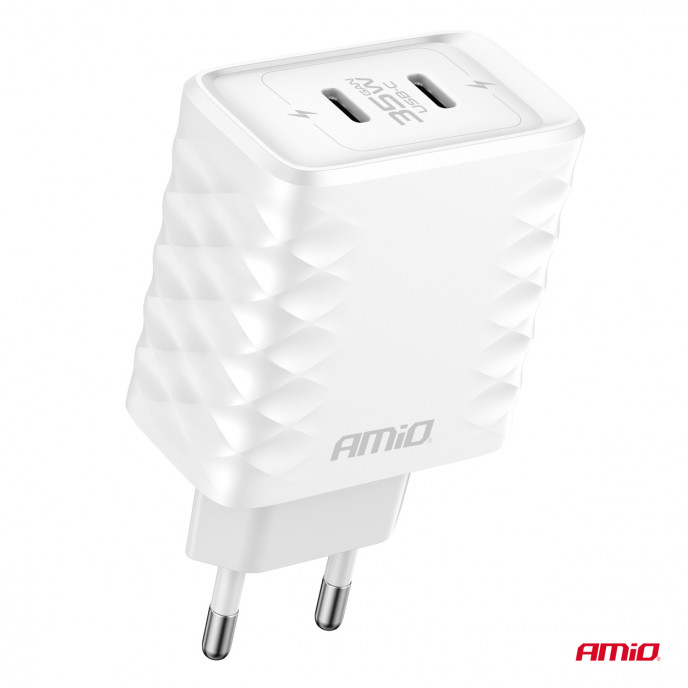 Wandlader Snellader 35W 2xUSB-C AMIO-04288