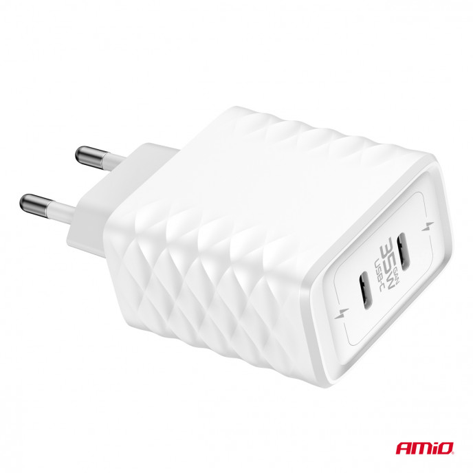 Wandlader Snellader 35W 2xUSB-C AMIO-04288