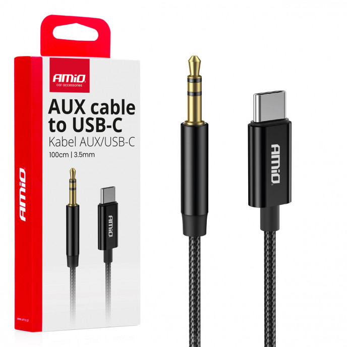 Kabel USB-C NAAR TYPE AUX Mini Jack 3,5 mm 1 m AMIO-04294