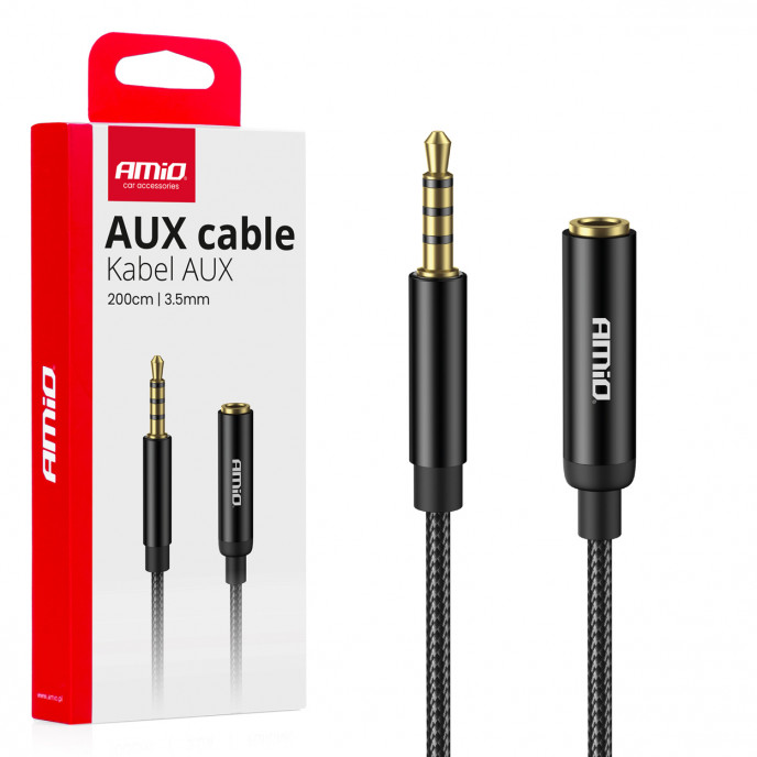 Verlengkabel AUX Mini Jack 3,5 mm mannelijk naar 3,5 mm vrouwelijk 2 m AMIO-04296