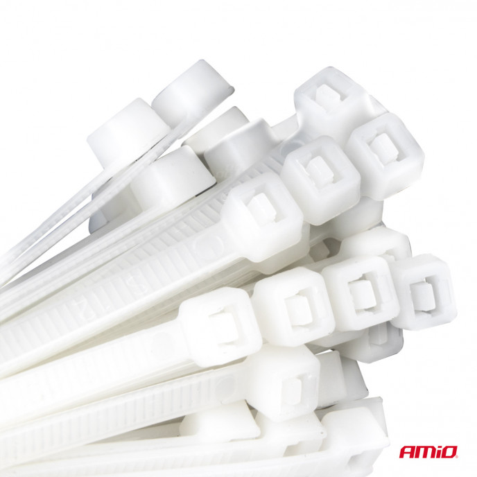 Witte kabelbinders 2,5×150mm 100 stuks AMIO-04306