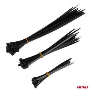 Kunststof kabelbinders zwart lange set 60 stuks AMIO-04315