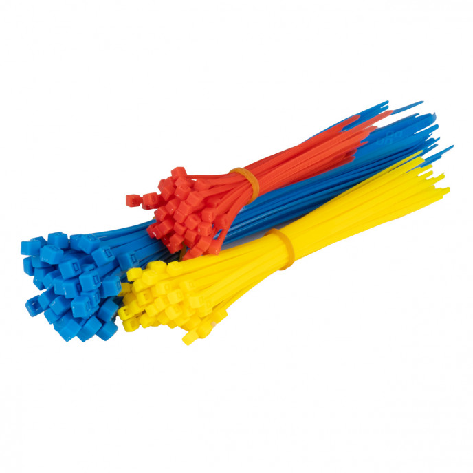 Veelkleurige kunststof kabelbinders set van 150 stuks. AMIO-04316