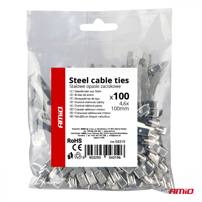 RVS metalen klemmen 4.6x100mm 100 stuks AMIO-04319