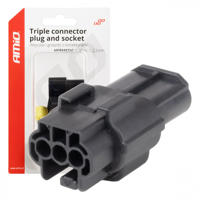Connector stekker en stopcontact set 3 PIN 2.2mm AMIO-04347