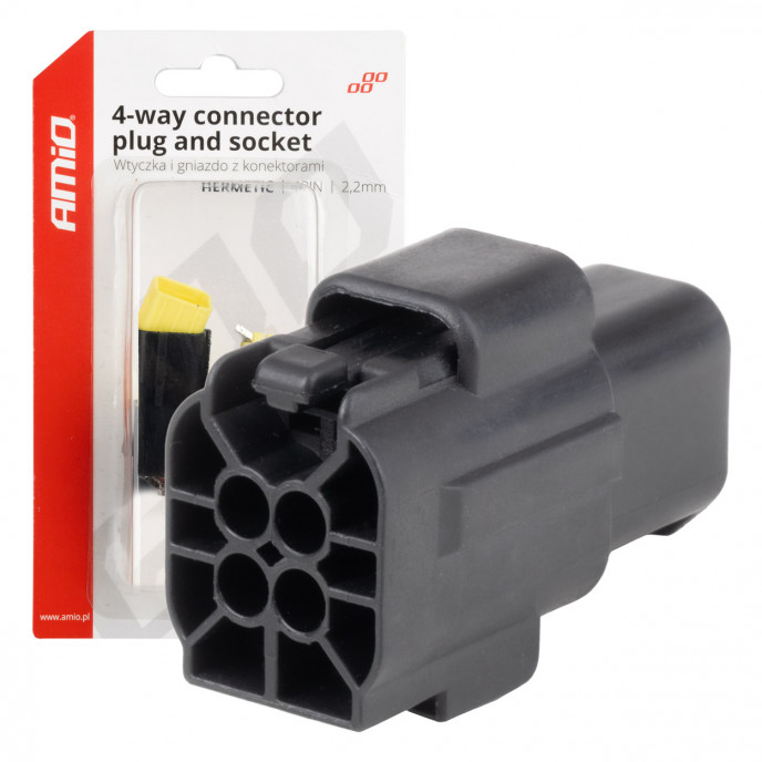 Connector stekker en stopcontact set 4 PIN 2.2mm AMIO-04348