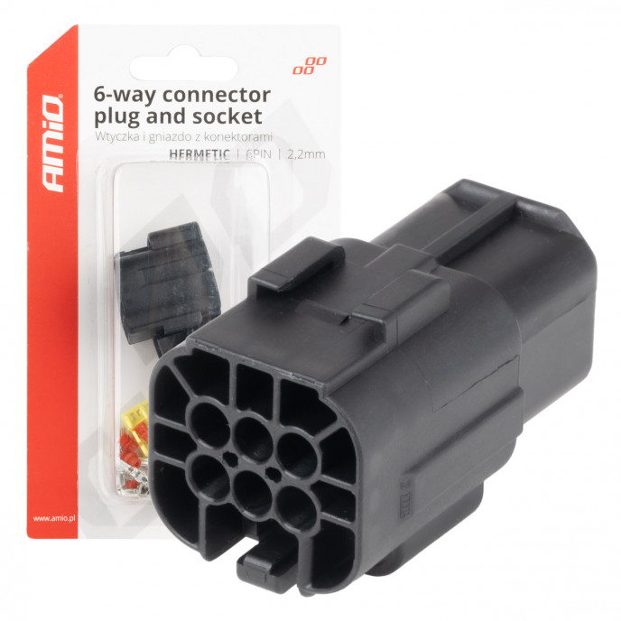 Stekker- en stopcontactset 6 PIN 2,2 mm AMIO-04349
