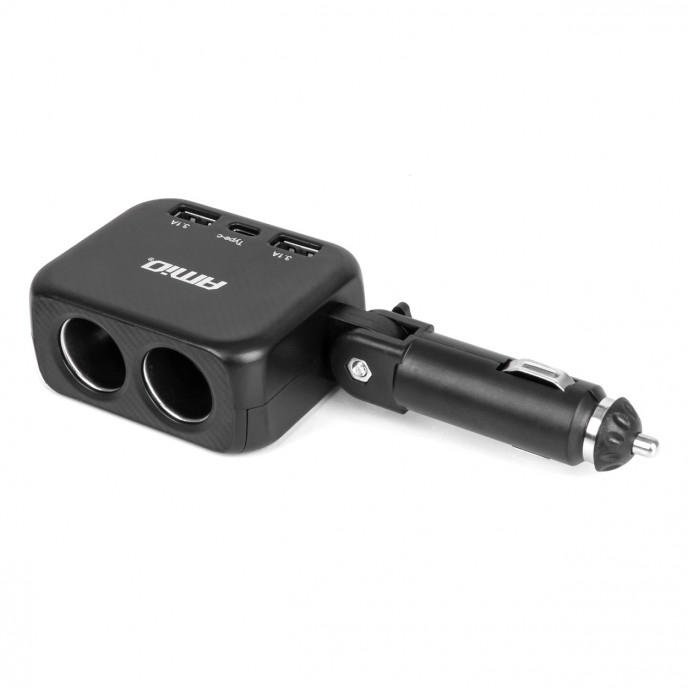 Dubbele stekkerdoos oplader 2x USB A 1x USB C 12/24V 100W 180° AMIO-04357