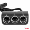 Drievoudige stekkerdoos oplader 1x USB A 1x sigarettenaansteker 12/24V 120W 80cm AMIO-04360