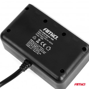 Drievoudige stekkerdoos oplader met digitaal display 2x USB A QC 3.0 12/24V 120W 80cm AMIO-04364