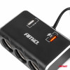 Drievoudige stekkerdoos oplader met digitaal display 2x USB A QC 3.0 12/24V 120W 80cm AMIO-04364