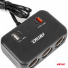 Drievoudige stekkerdoosoplader 1x USB A 1x USB C QC 4.0 12/24V 120W 80cm AMIO-04365