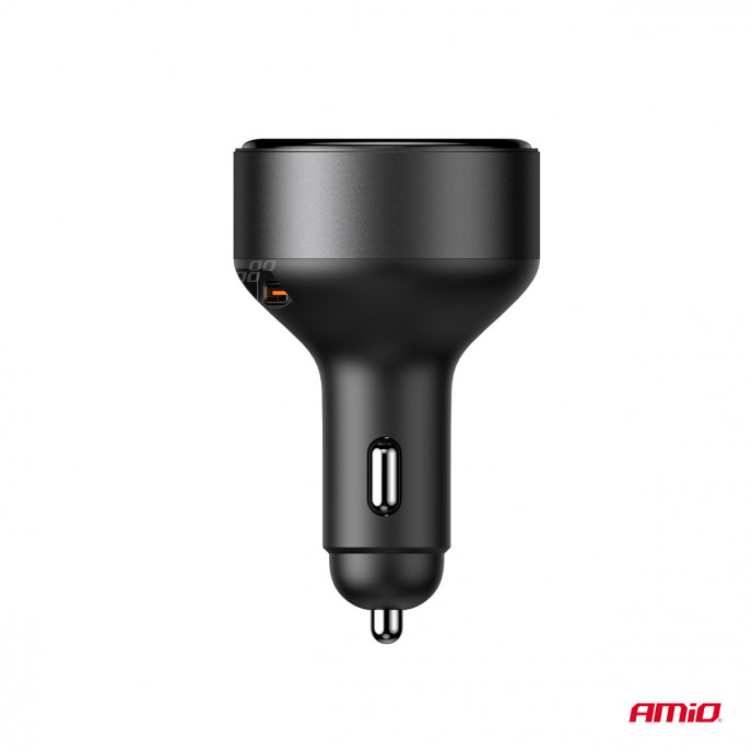Intrekbare autolader C-kabel + USB C-poort 12/24V 60W AMIO-04368
