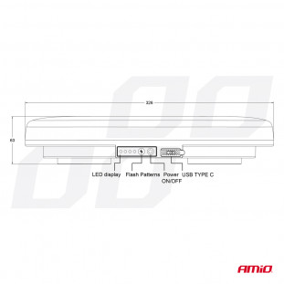 Draadloze LED lichtbalk R65 R10 326x186x63 26W 12V 24V AMIO-04369