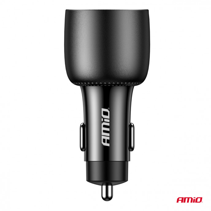 Autolader 2x USB C poort + USB A poort 12/24V 100W AMIO-04371
