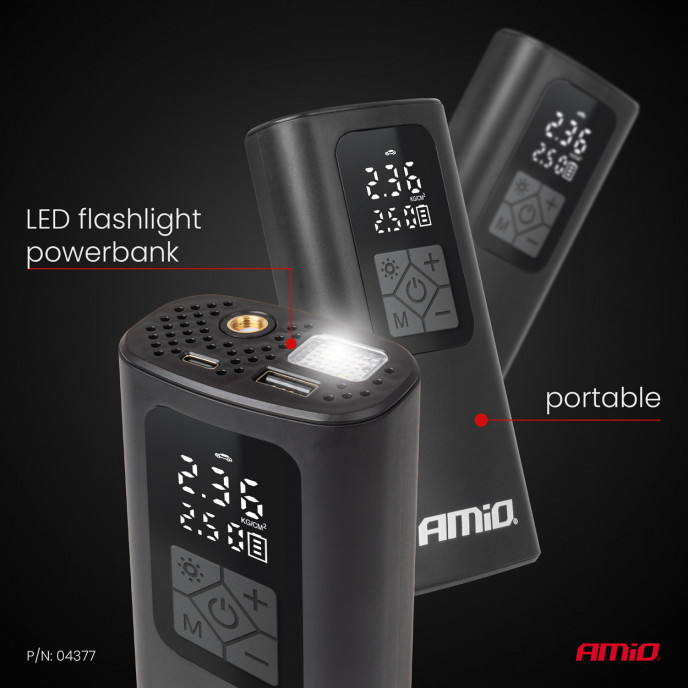 Draagbare luchtcompressor LED USB-C 40W AMIO-04377