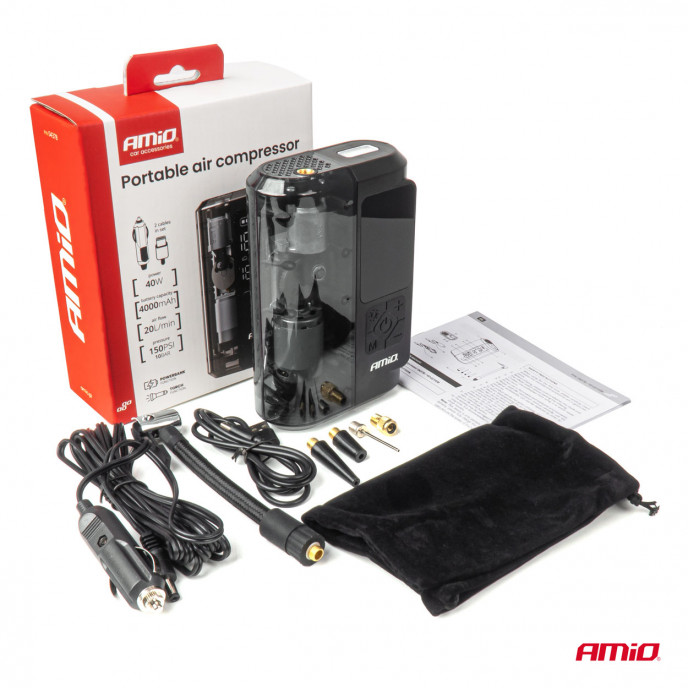 Draagbare luchtcompressor LED USB-C 40W AMIO-04378