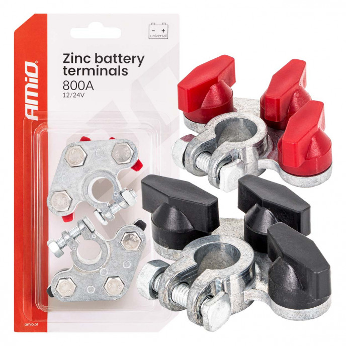 Zink accupolen 800AMP, 2 stuks. AMIO-04391